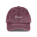 Brave Embroidered Vintage Dad Hat — Washed Black